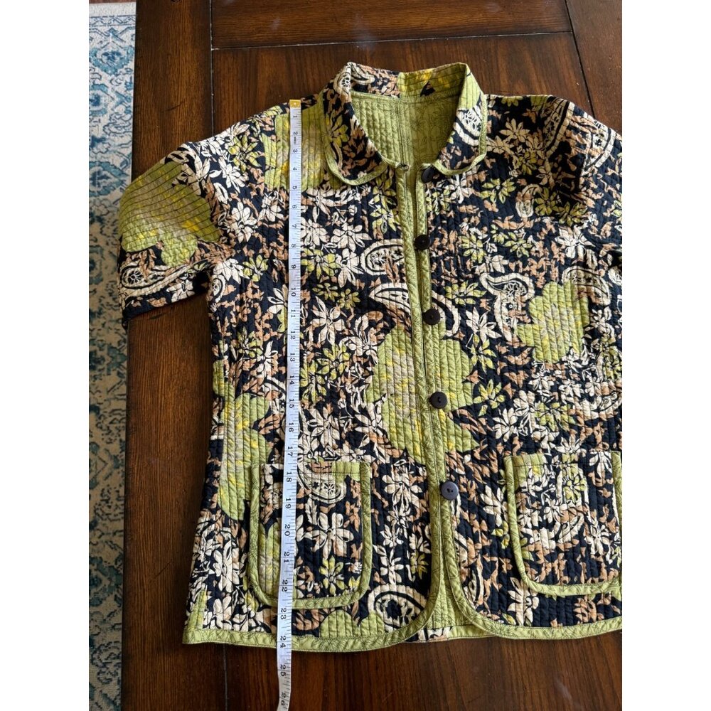 Provence d'amour Floral Button Down Quilted Reversible Jacket Medium - Picture 12 of 12